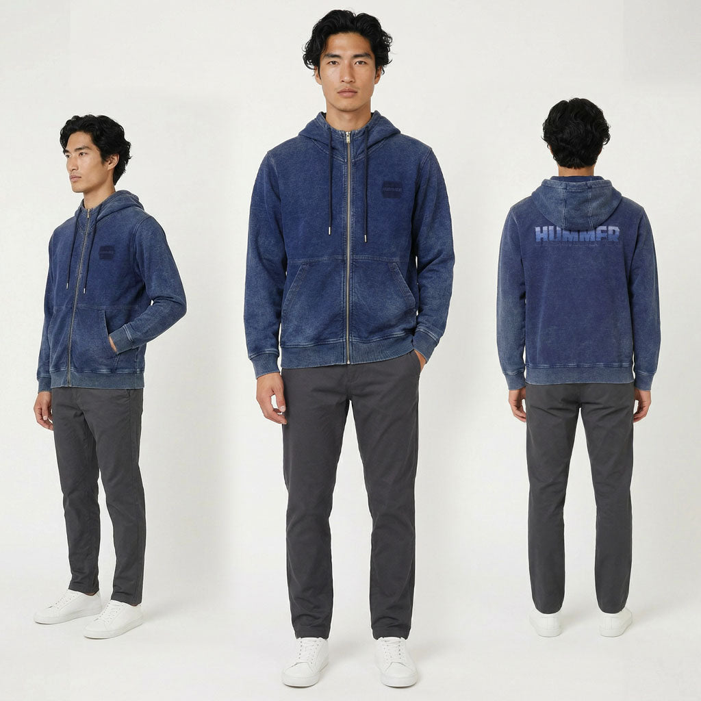 HUMMER MENS JEAN LONG SLEEVE HOODED JACKET H0028