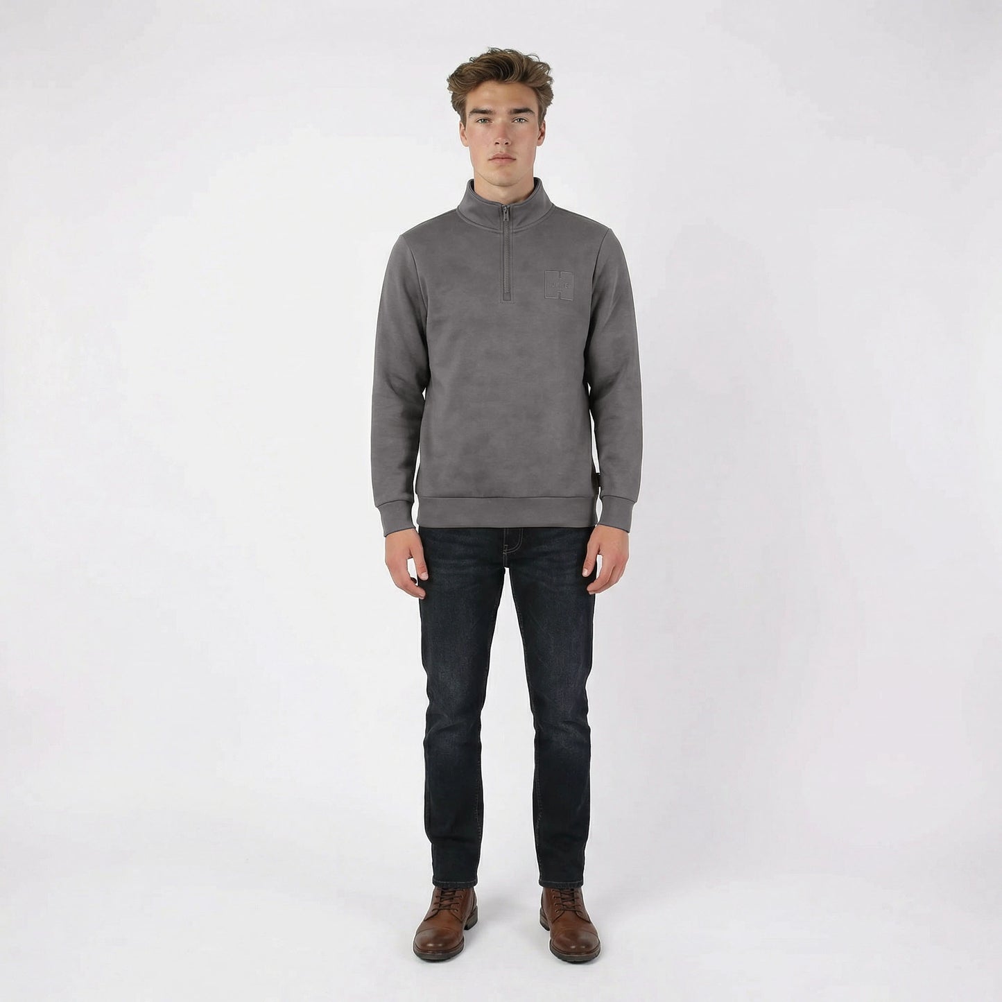 HUMMER MENS LONG SLEEVE QUATER ZIP T SHIRT H0066