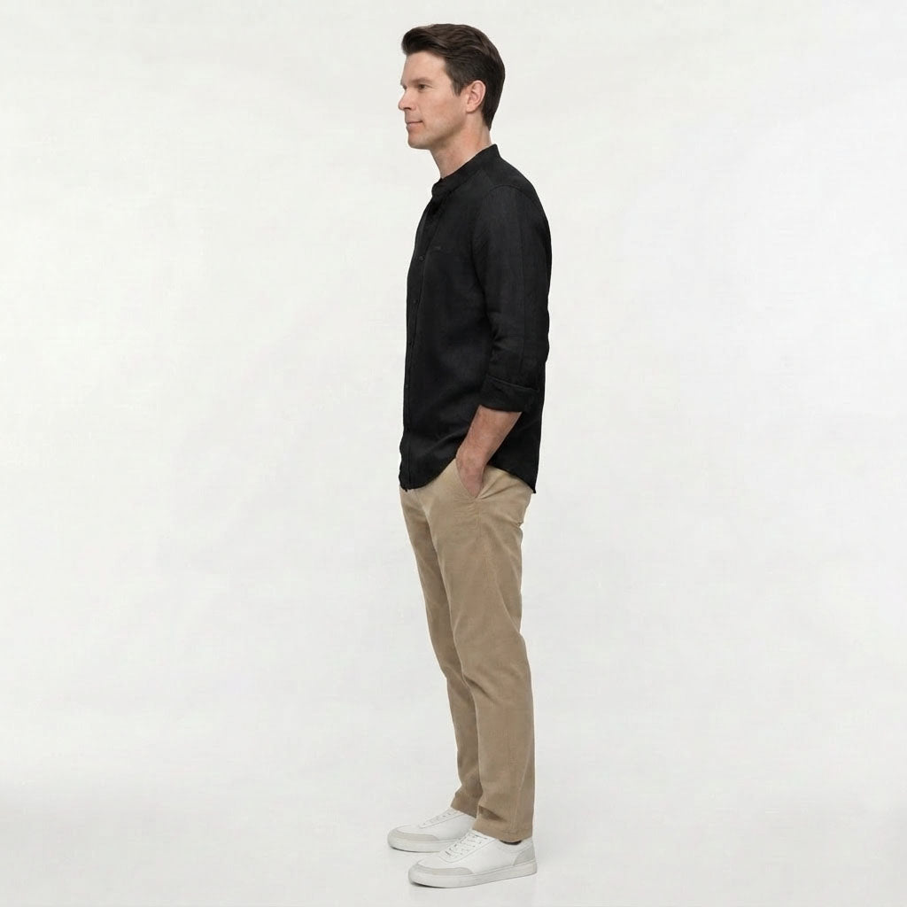 HUMMER MENS STAND COLLAR LONG SLEEVE SHIRT [SMART FIT] H0125