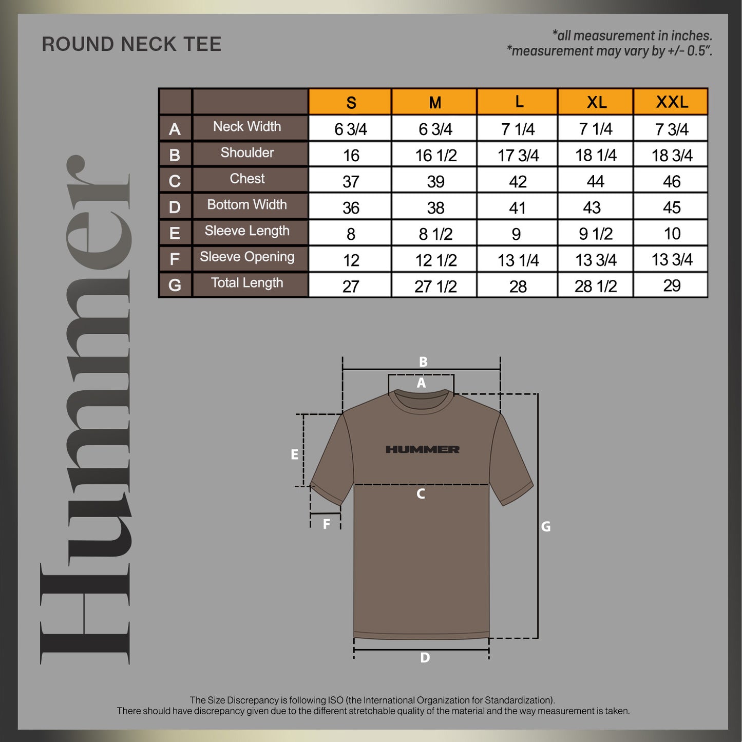 HUMMER SHORT SLEEVE ROUND NECK T SHIRT [FREE CUT] H0048