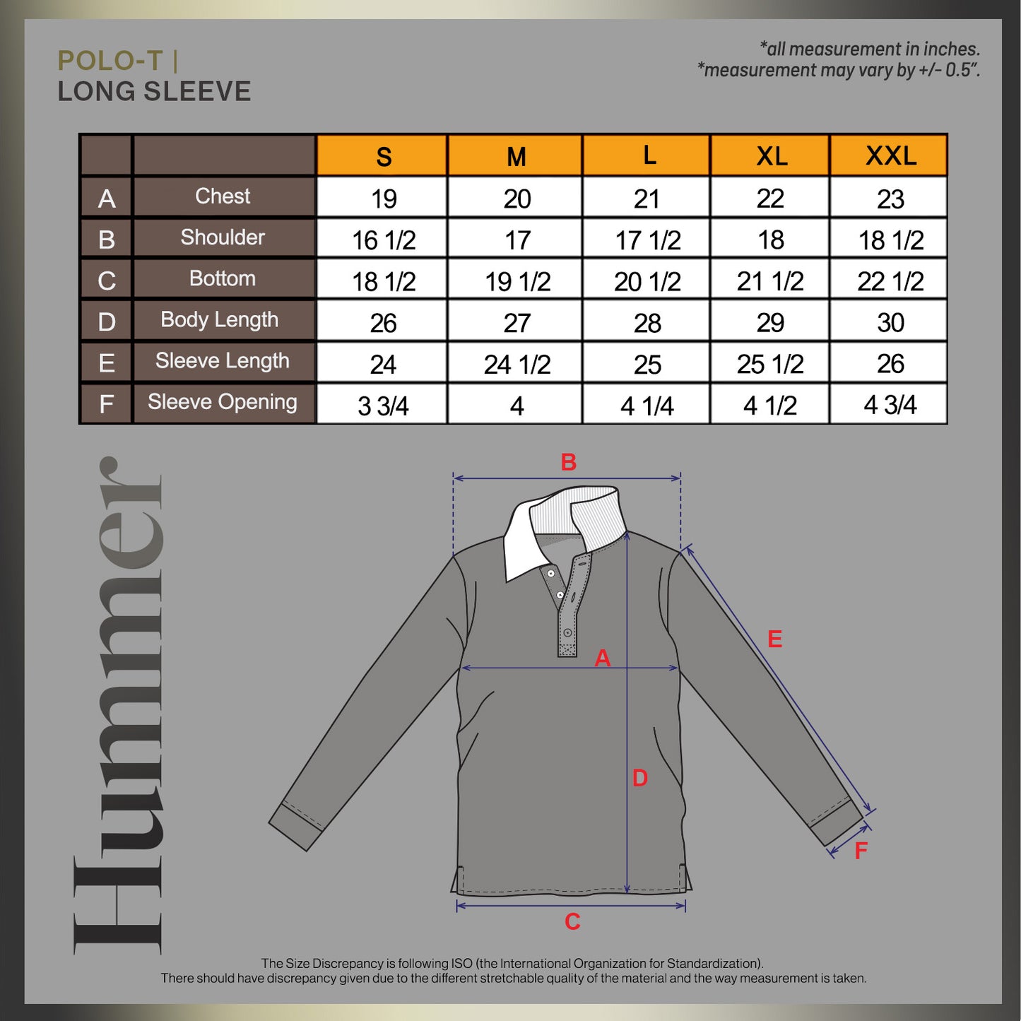 HUMMER MENS LONG SLEEVE POLO T SHIRT [FREE CUT] H0073