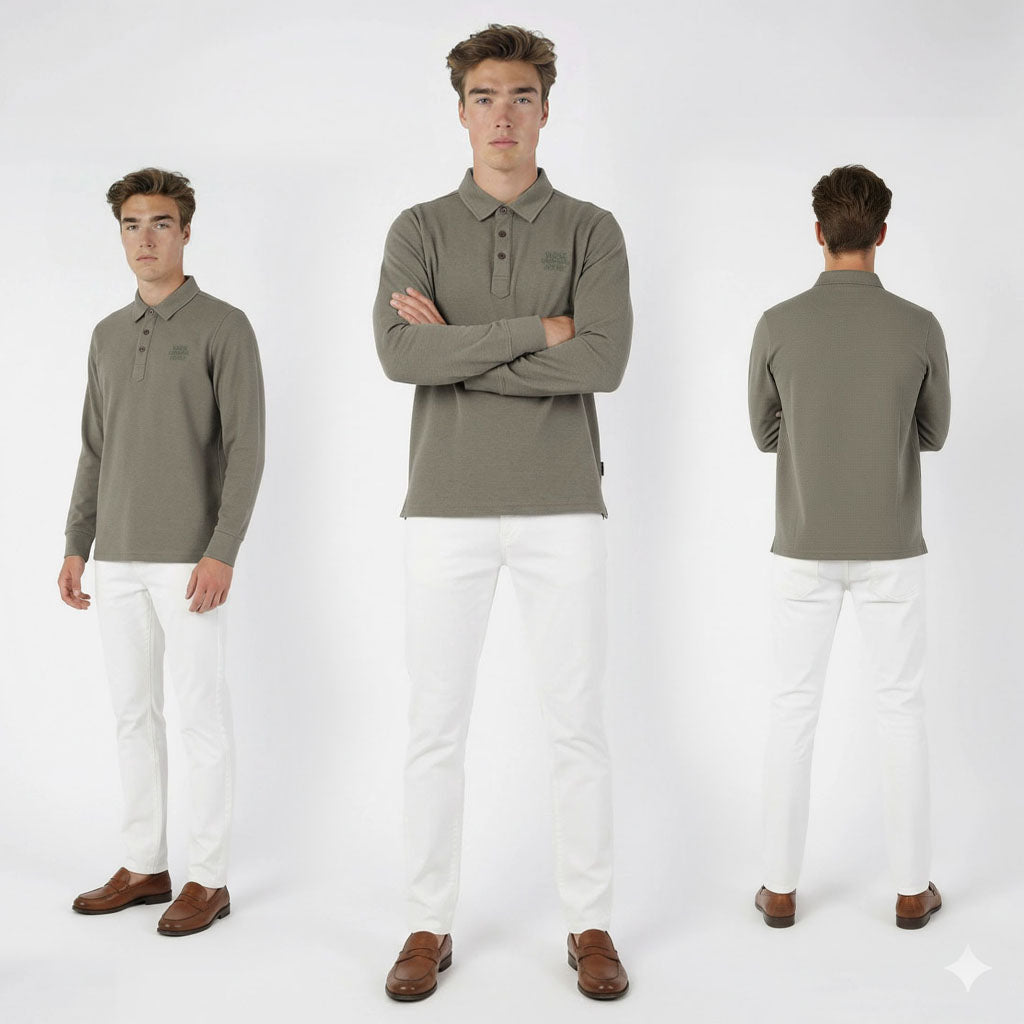 HUMMER MENS LONG SLEEVE POLO T SHIRT [FREE CUT] H0073