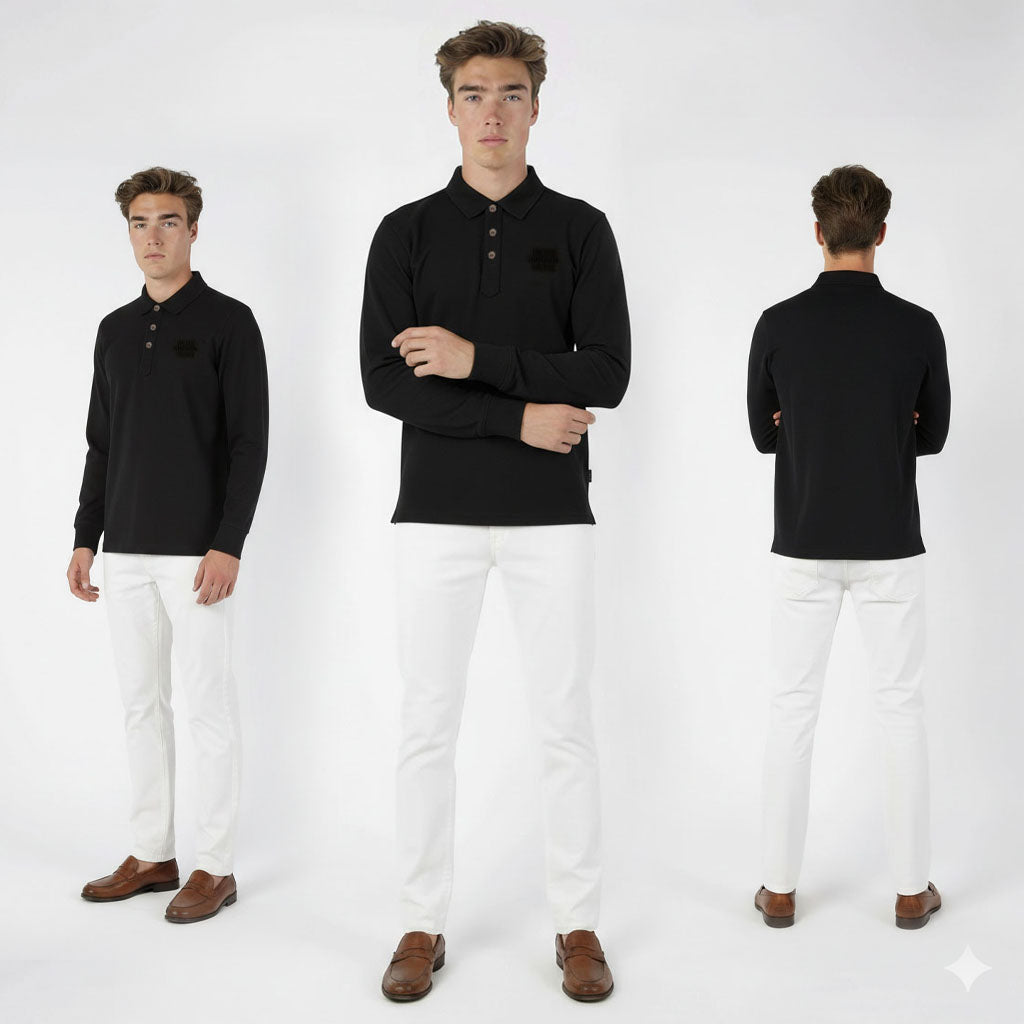 HUMMER MENS LONG SLEEVE POLO T SHIRT [FREE CUT] H0073