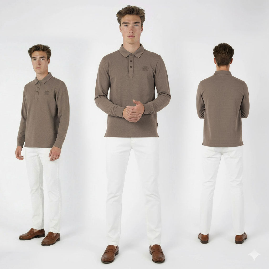 HUMMER MENS LONG SLEEVE POLO T SHIRT [FREE CUT] H0073
