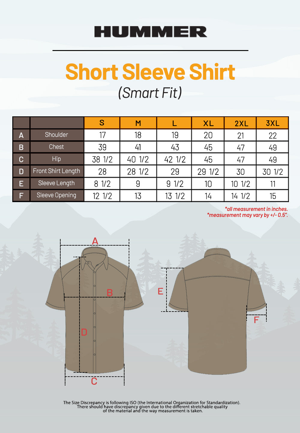 HUMMER MENS SHORT SLEEVE SHIRT [SMART FIT] H0091