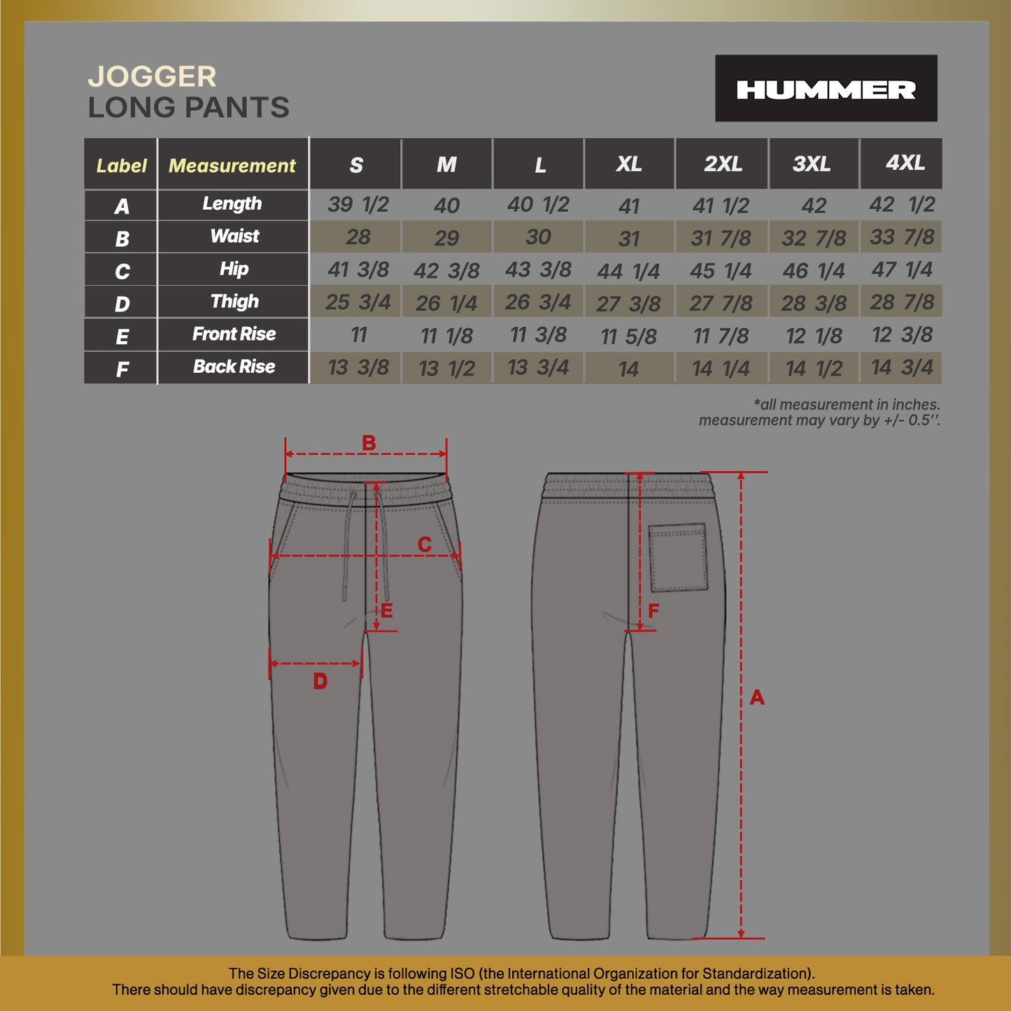 HUMMER MENS CASUAL OUTDOOR LONG PANTS JOGGER H0095