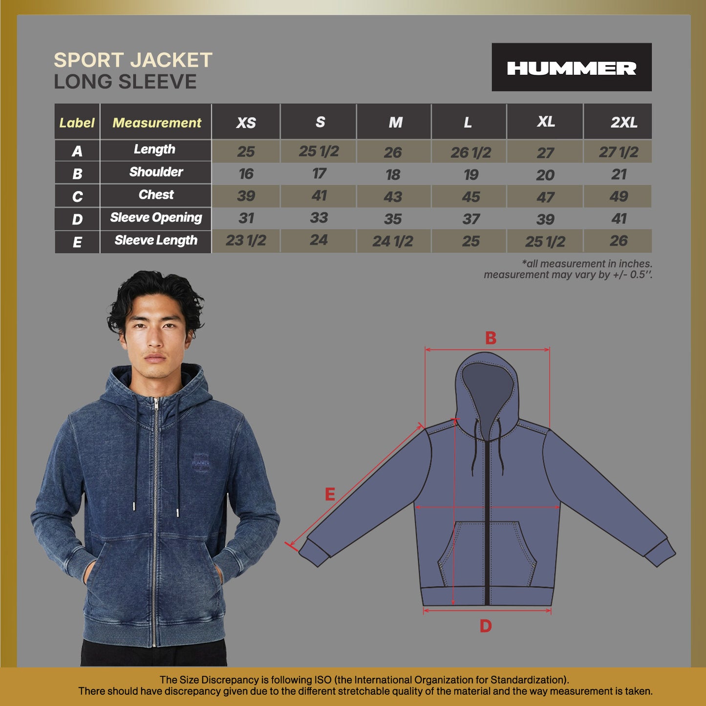 HUMMER MENS LONG SLEEVE HOODED JACKET H0081