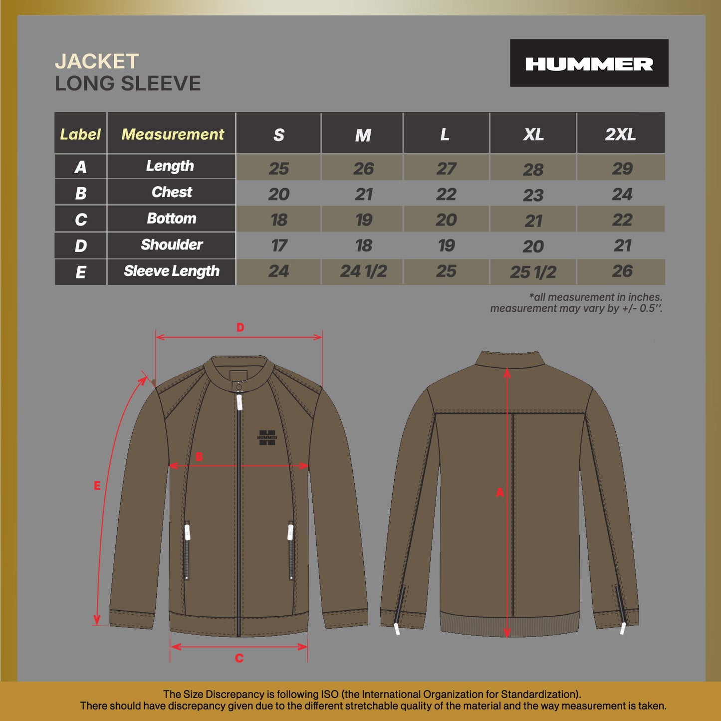 HUMMER MENS LONG SLEEVE HOODED JACKET H0099