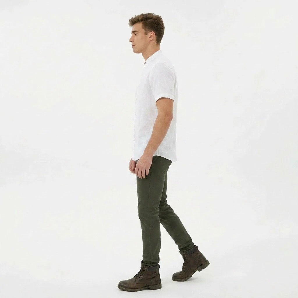 HUMMER MENS STAND COLLAR SHORT SLEEVE SHIRT [SMART FIT] H0124