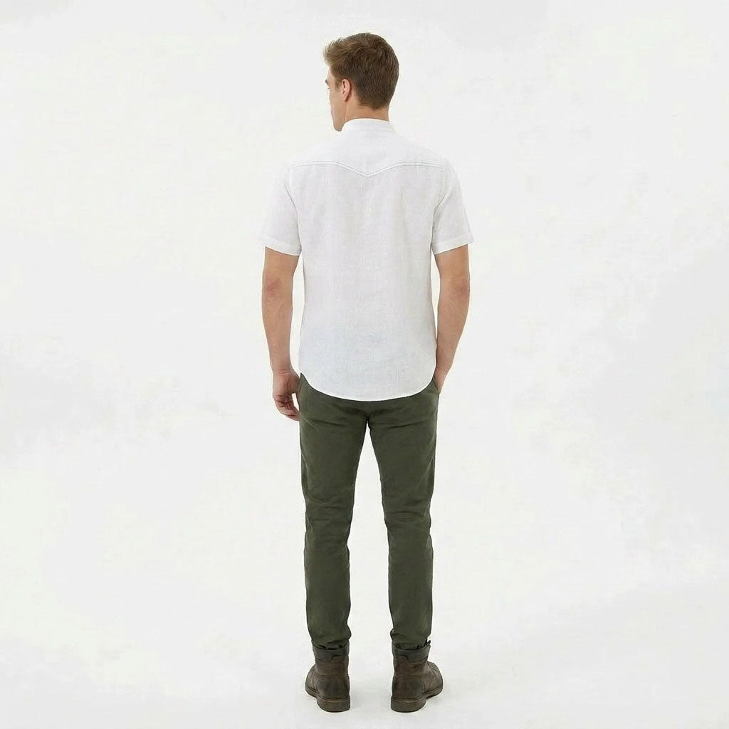 HUMMER MENS STAND COLLAR SHORT SLEEVE SHIRT [SMART FIT] H0124