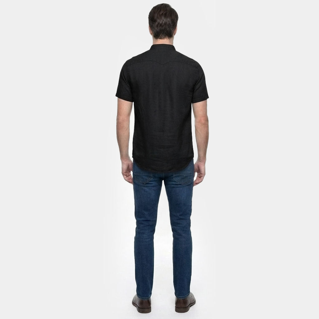 HUMMER MENS STAND COLLAR SHORT SLEEVE SHIRT [SMART FIT] H0124