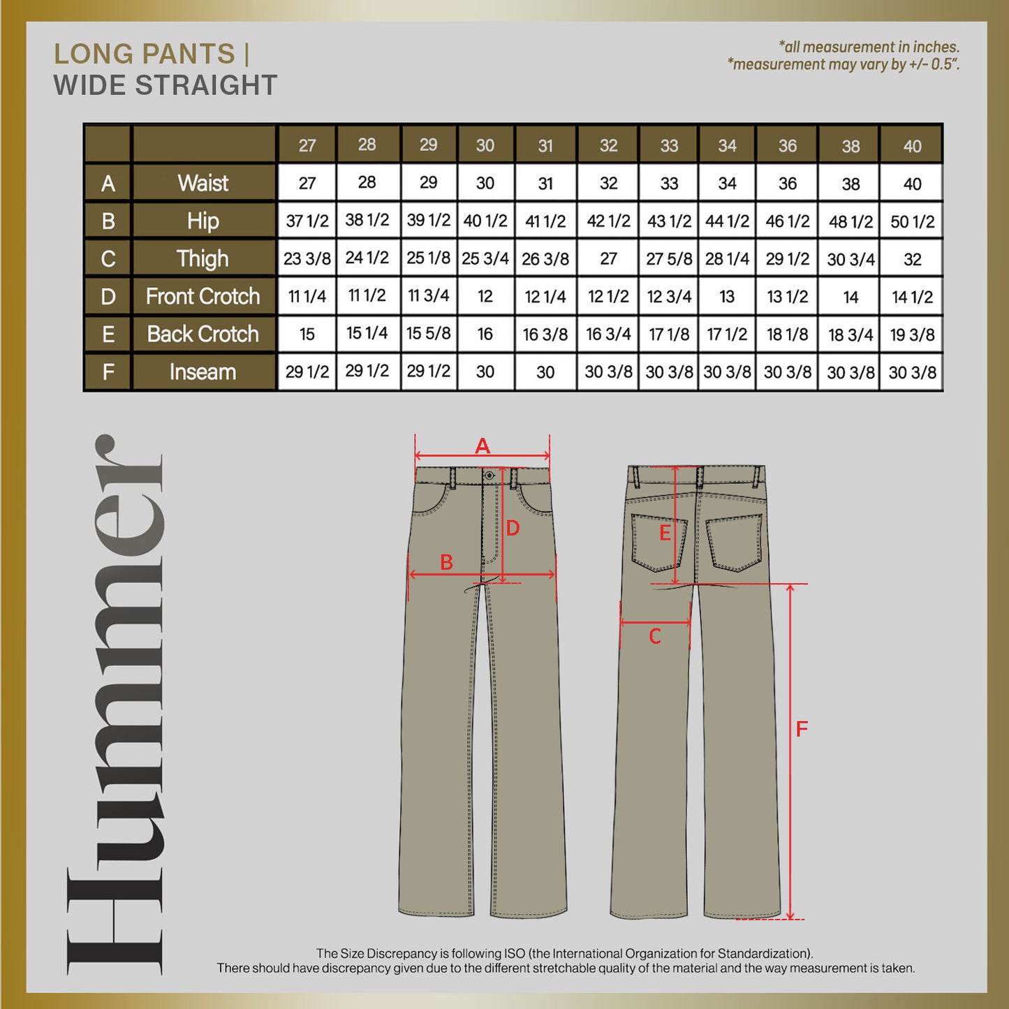 HUMMER MENS JEAN LONG PANTS [WIDE STRAIGHT] H0038