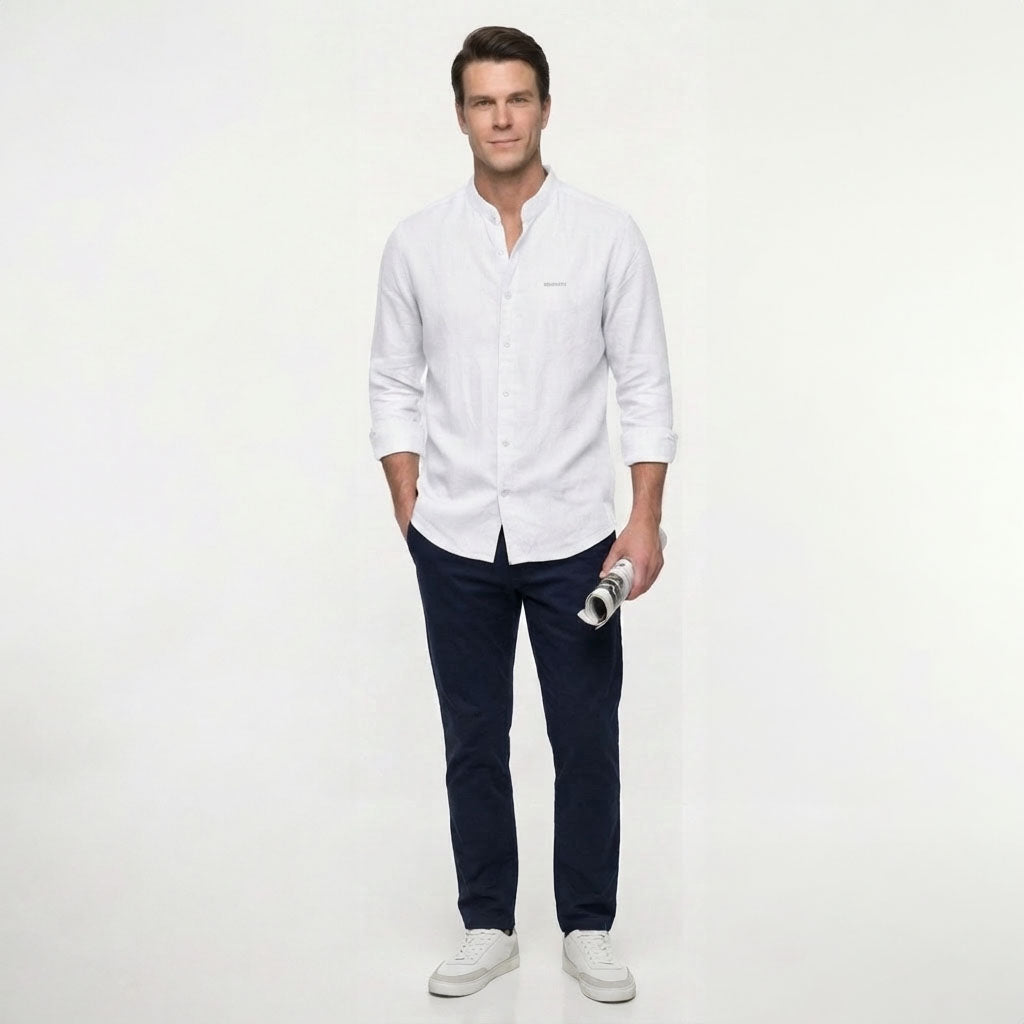 HUMMER MENS STAND COLLAR LONG SLEEVE SHIRT [SMART FIT] H0125