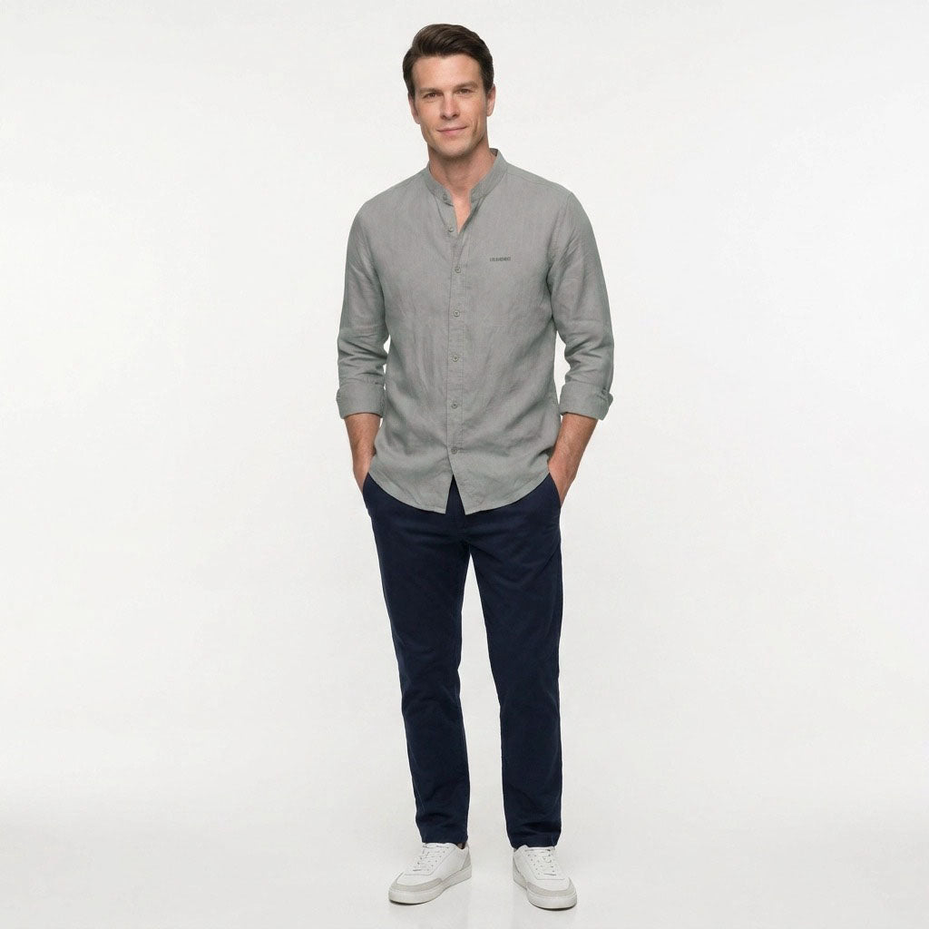 HUMMER MENS STAND COLLAR LONG SLEEVE SHIRT [SMART FIT] H0125