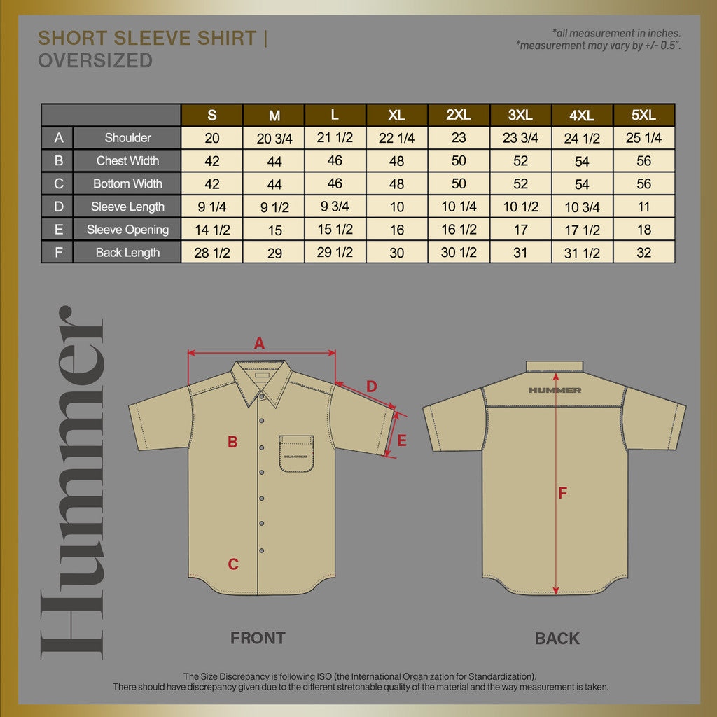 HUMMER MENS SHORT SLEEVE SHIRT [OVERSIZE] H0067