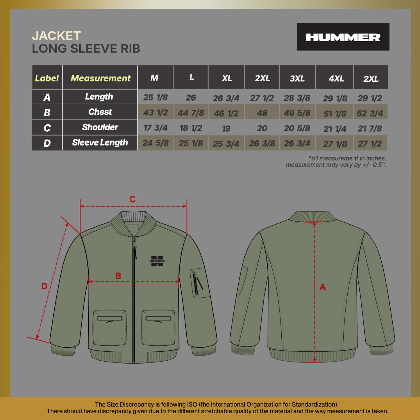 HUMMER MENS LONG SLEEVE JACKET H0076