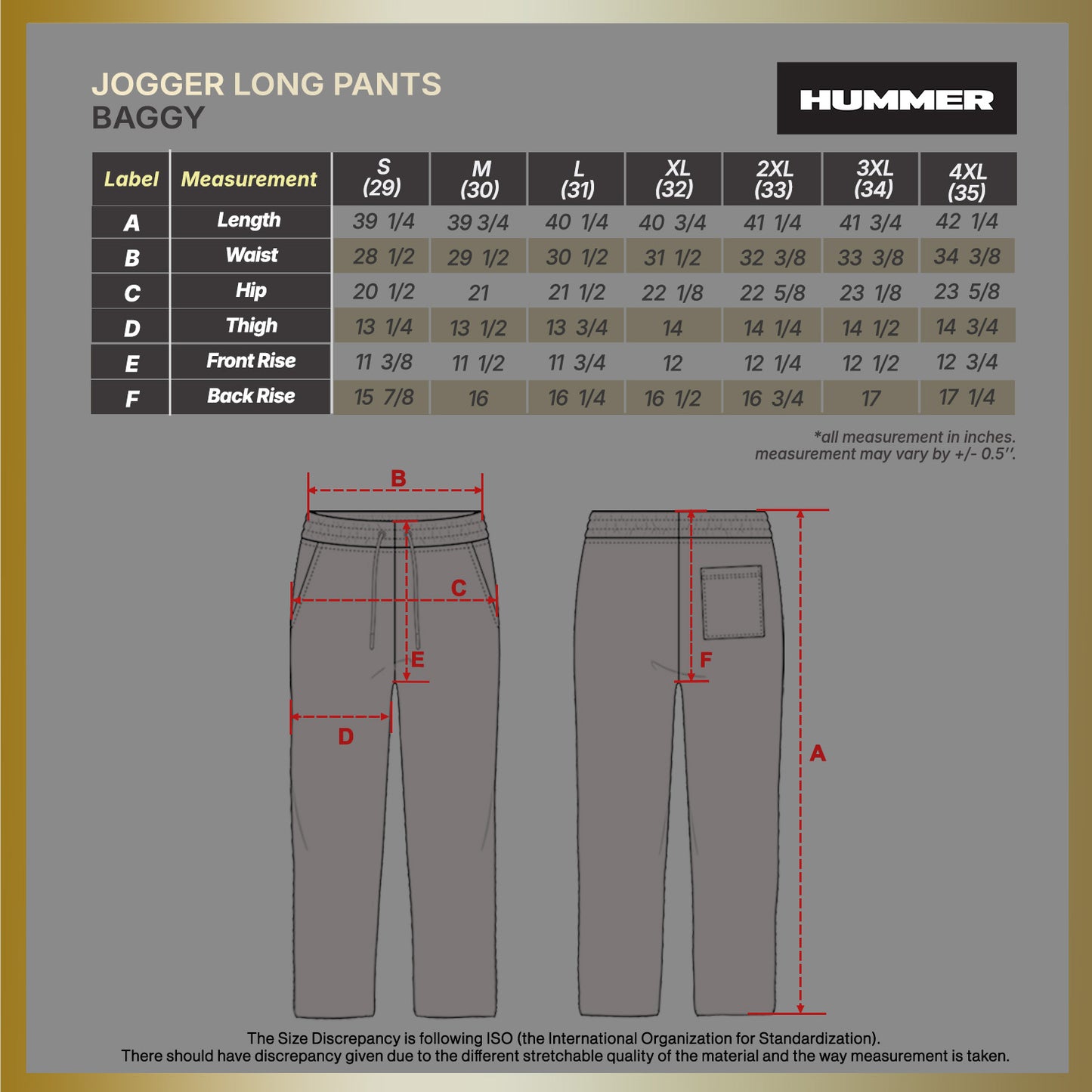 HUMMER MENS LONG PANTS JOGGER [BAGGY] H0121