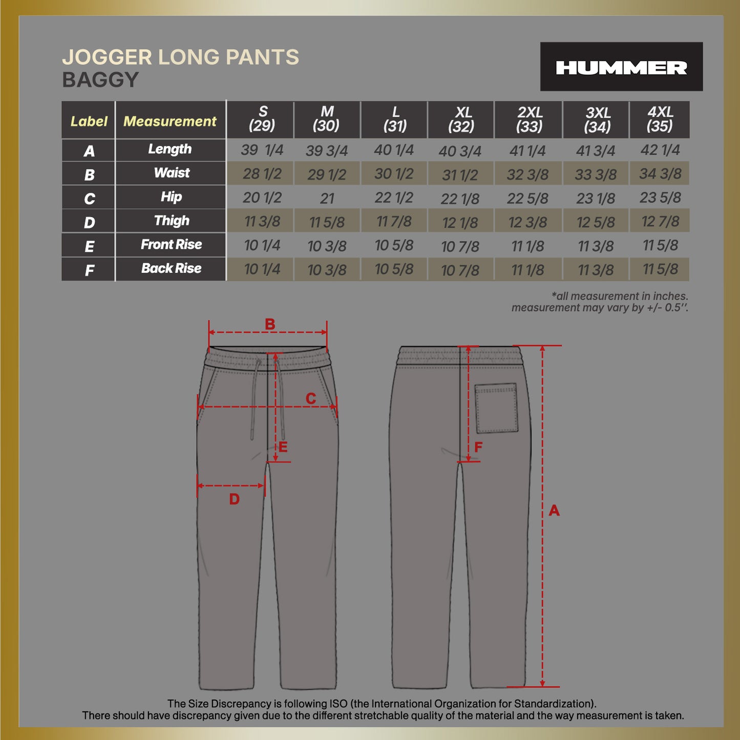 HUMMER MENS LONG PANTS JOGGER [BAGGY] H0090