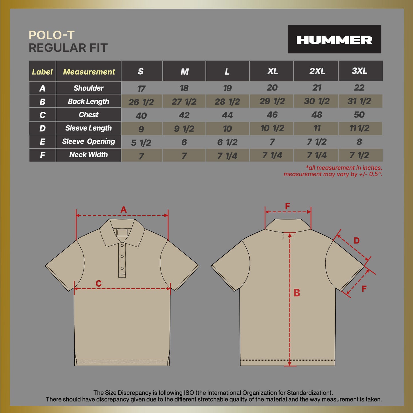 HUMMER MENS SHORT SLEEVE POLO T SHIRT [REGULAR FIT] H0119 H0120