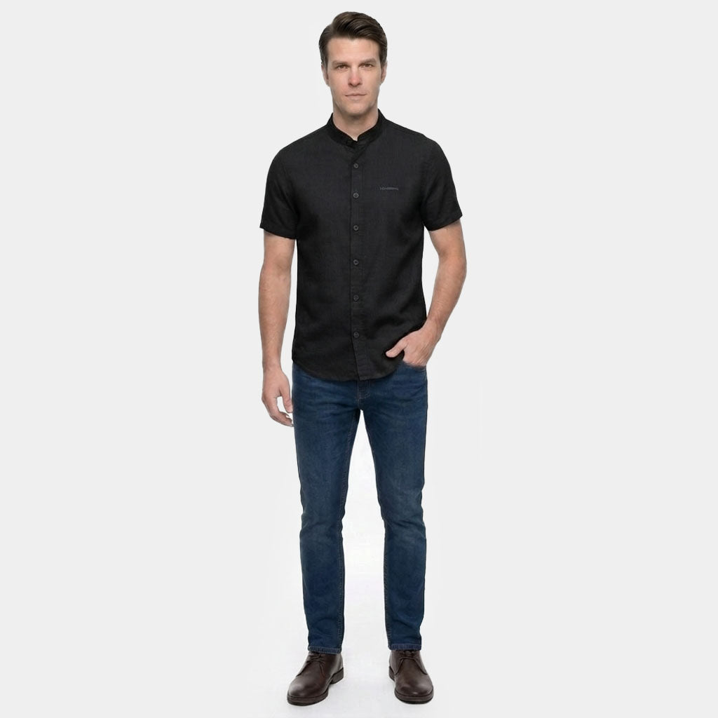 HUMMER MENS STAND COLLAR SHORT SLEEVE SHIRT [SMART FIT] H0124