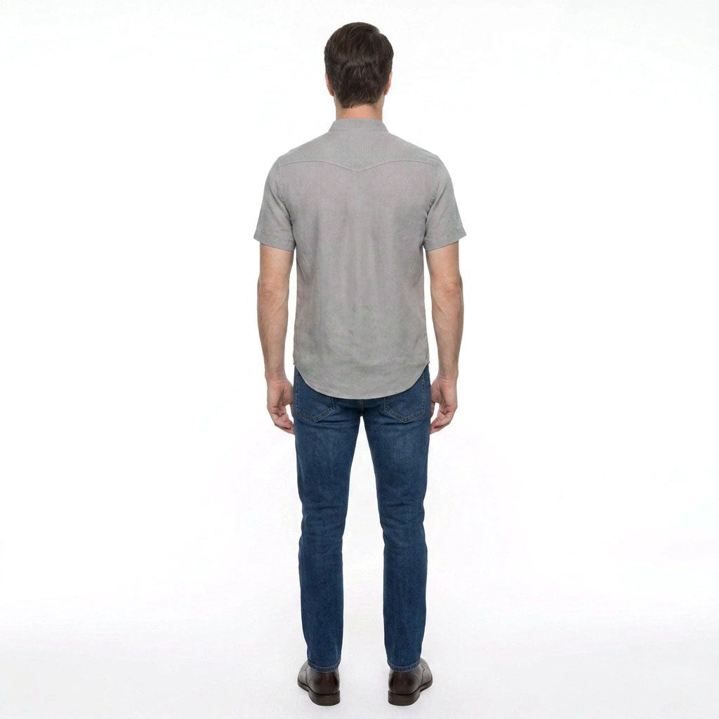 HUMMER MENS STAND COLLAR SHORT SLEEVE SHIRT [SMART FIT] H0124