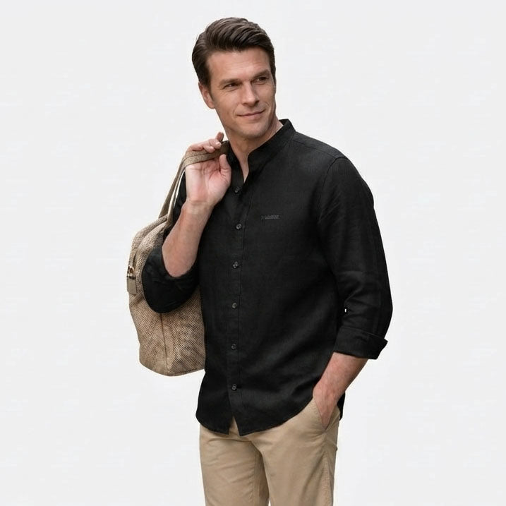 HUMMER MENS STAND COLLAR LONG SLEEVE SHIRT [SMART FIT] H0125