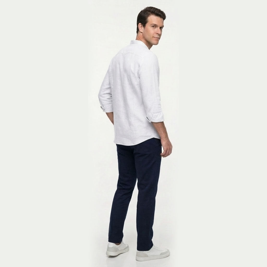 HUMMER MENS STAND COLLAR LONG SLEEVE SHIRT [SMART FIT] H0125