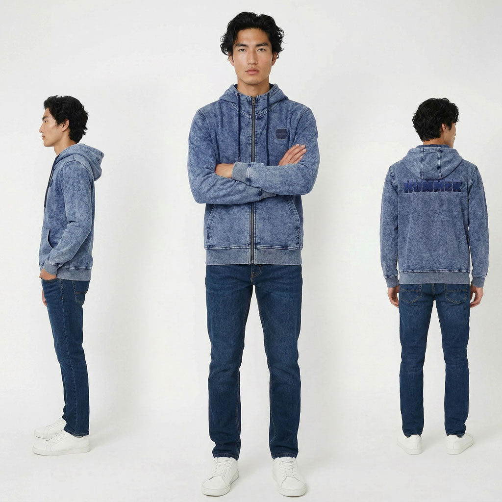 HUMMER MENS JEAN LONG SLEEVE HOODED JACKET H0028