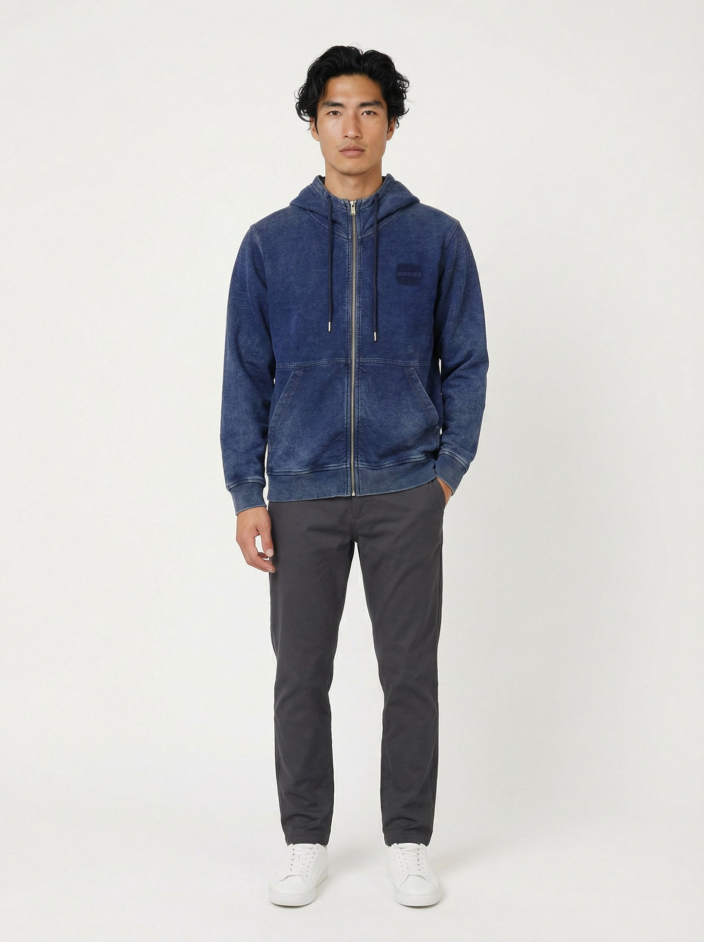 HUMMER MENS JEAN LONG SLEEVE HOODED JACKET H0028
