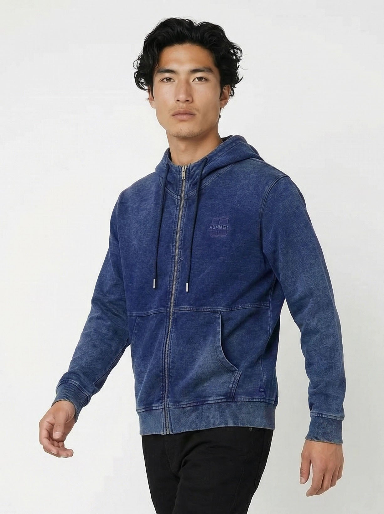 HUMMER MENS JEAN LONG SLEEVE HOODED JACKET H0028