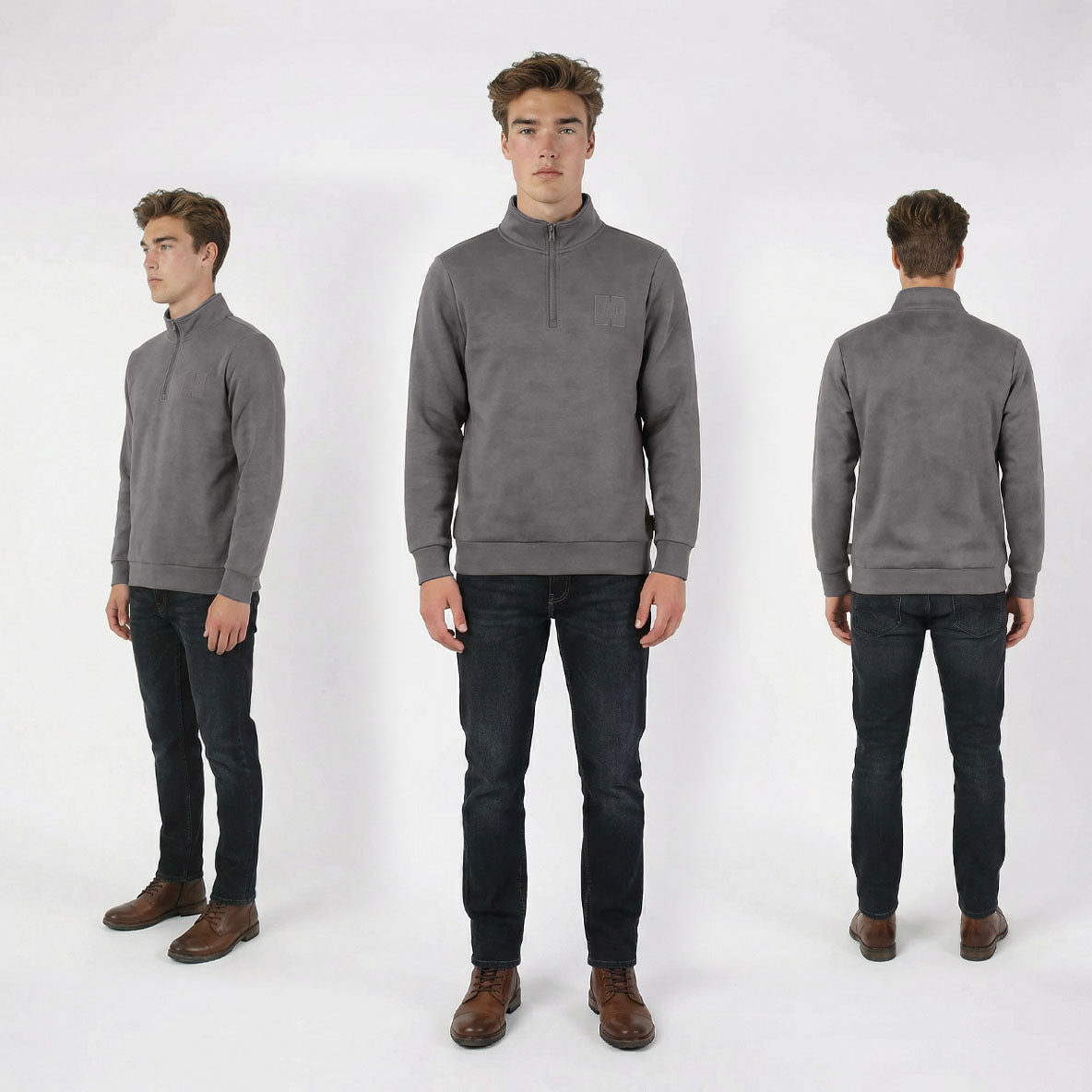 HUMMER MENS LONG SLEEVE QUATER ZIP T SHIRT H0066