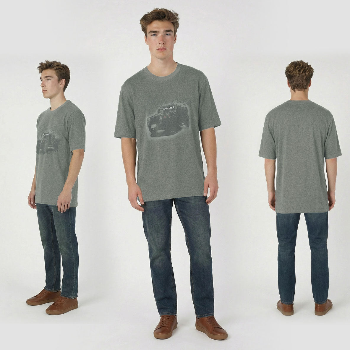 HUMMER MENS SHORT SLEEVE ROUND NECK T SHIRT [OVERSIZE] H0026