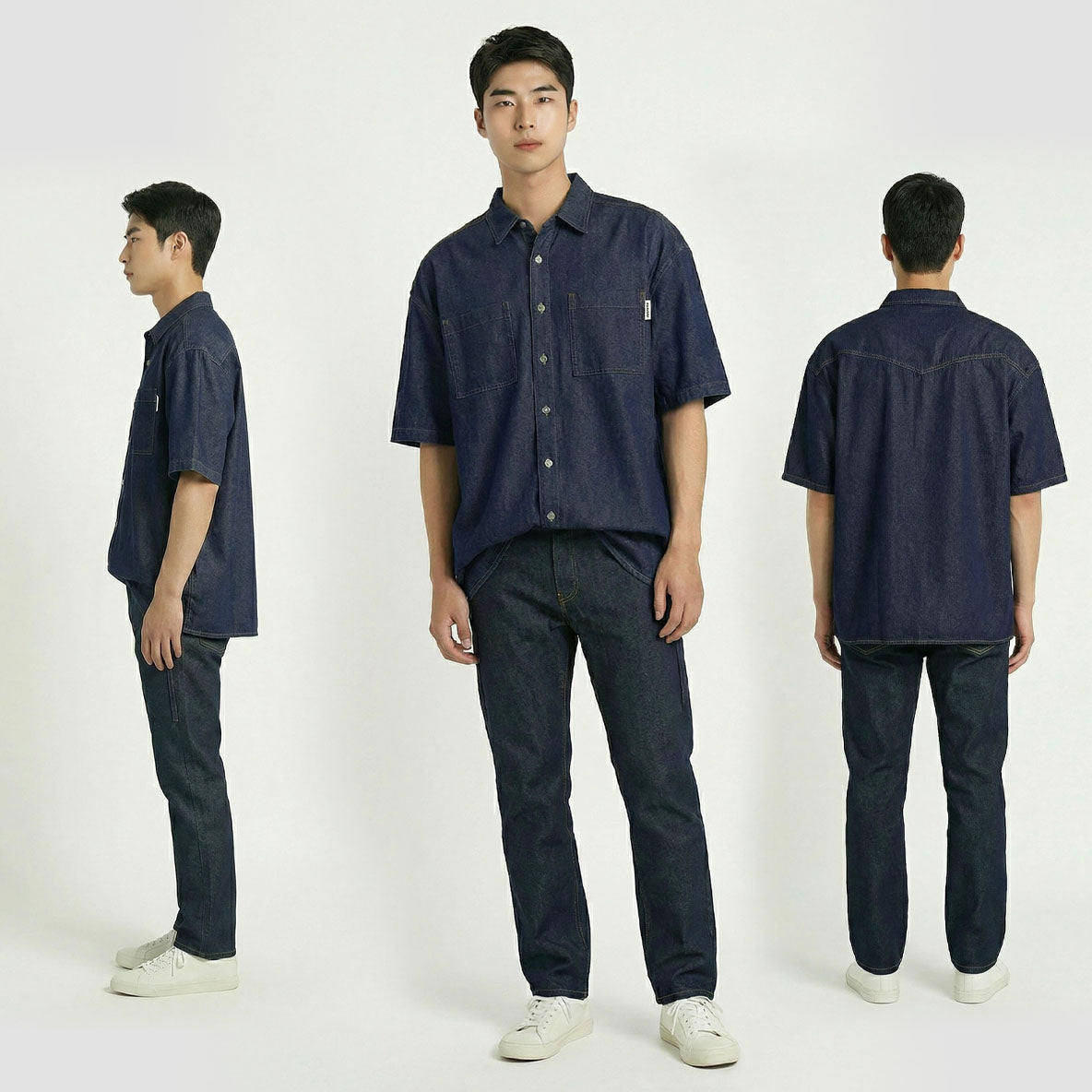 HUMMER MENS JEAN SHORT SLEEVE SHIRT [OVERSIZE] H0046