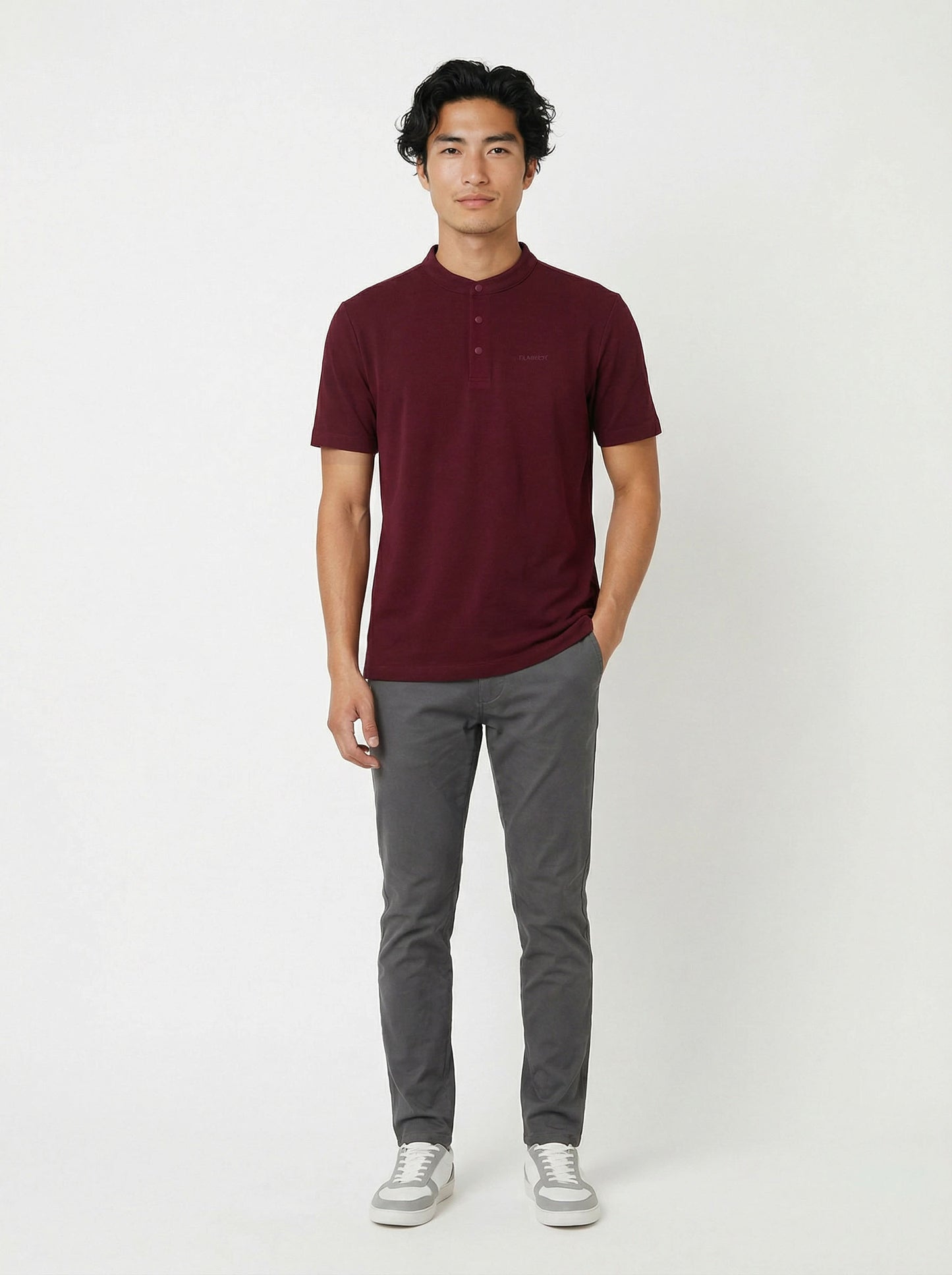 HUMMER MENS STAND COLLAR SHORT SLEEVE POLO T SHIRT [REGULAR FIT] H0050