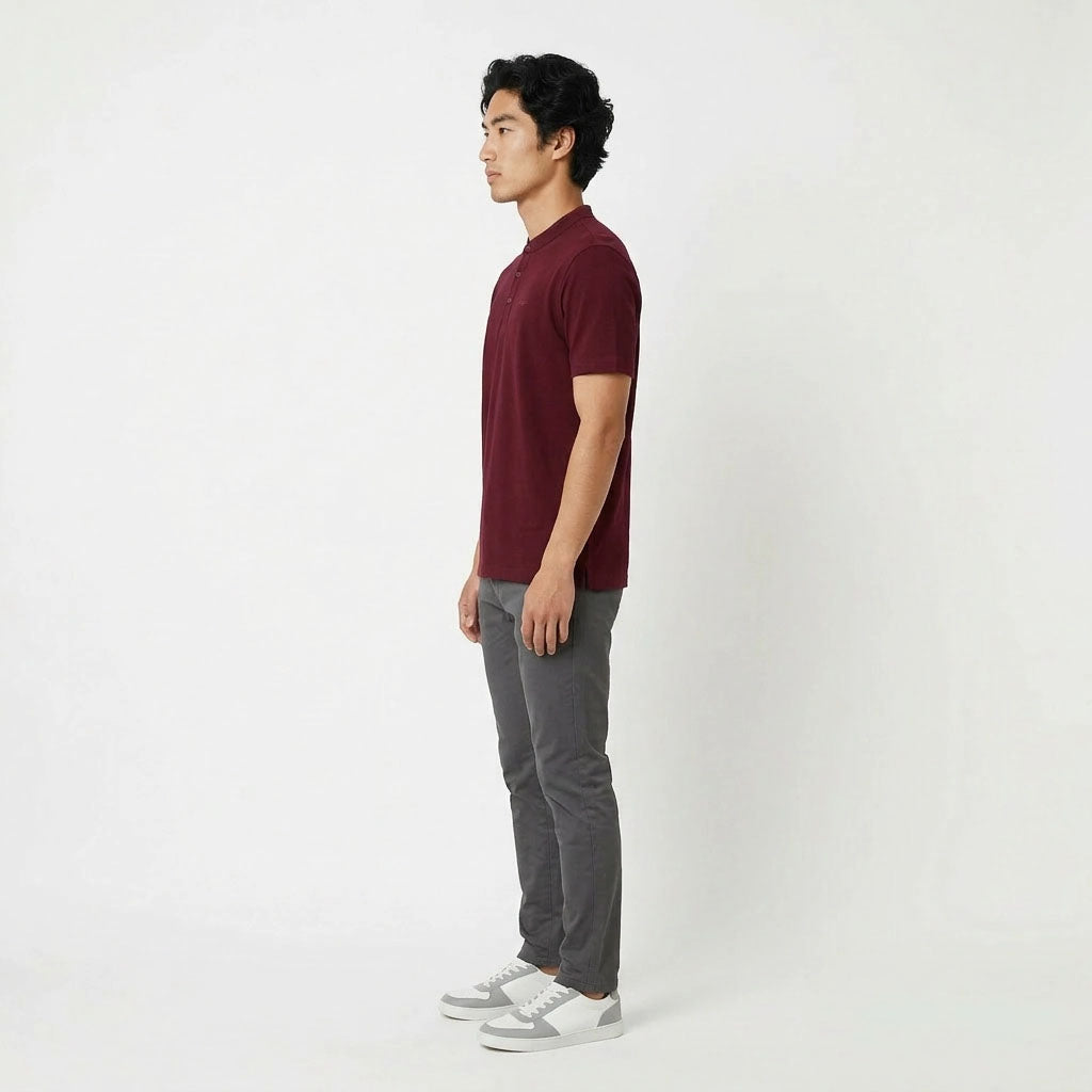 HUMMER MENS STAND COLLAR SHORT SLEEVE POLO T SHIRT [REGULAR FIT] H0050