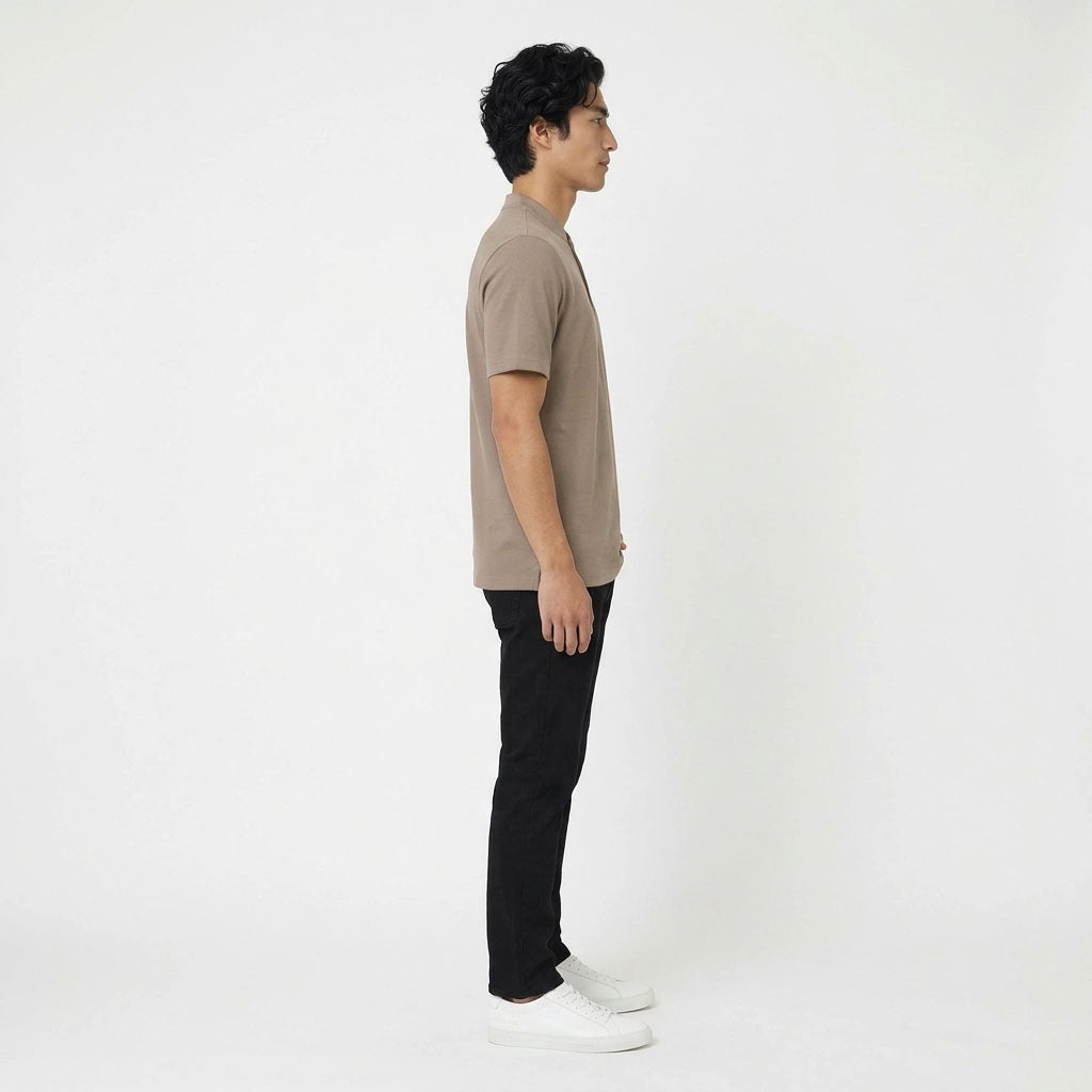 HUMMER MENS STAND COLLAR SHORT SLEEVE POLO T SHIRT [REGULAR FIT] H0050