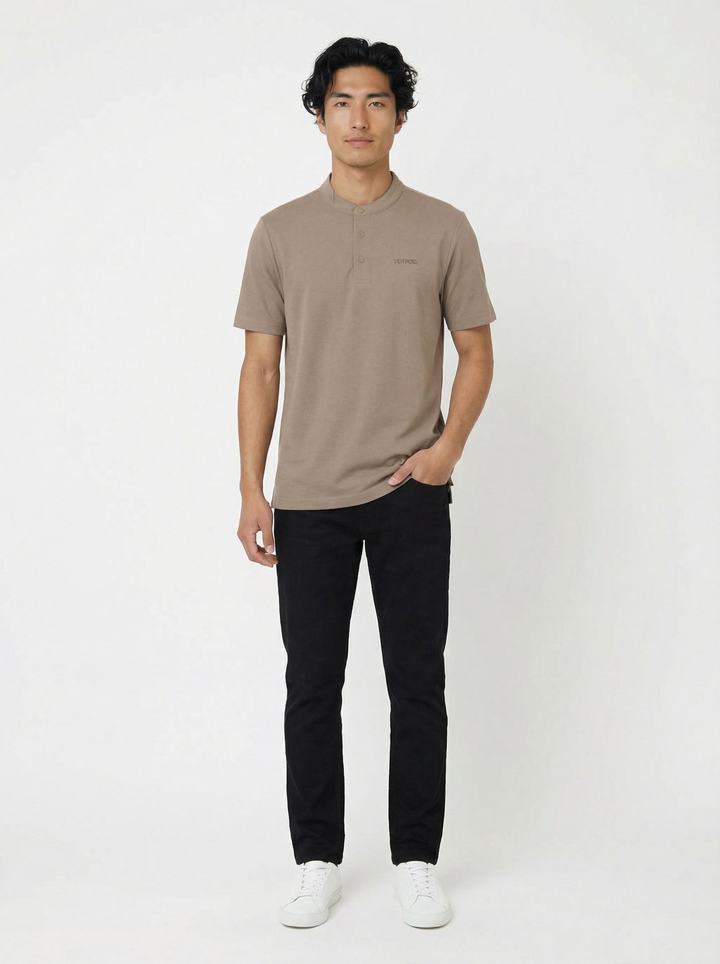 HUMMER MENS STAND COLLAR SHORT SLEEVE POLO T SHIRT [REGULAR FIT] H0050