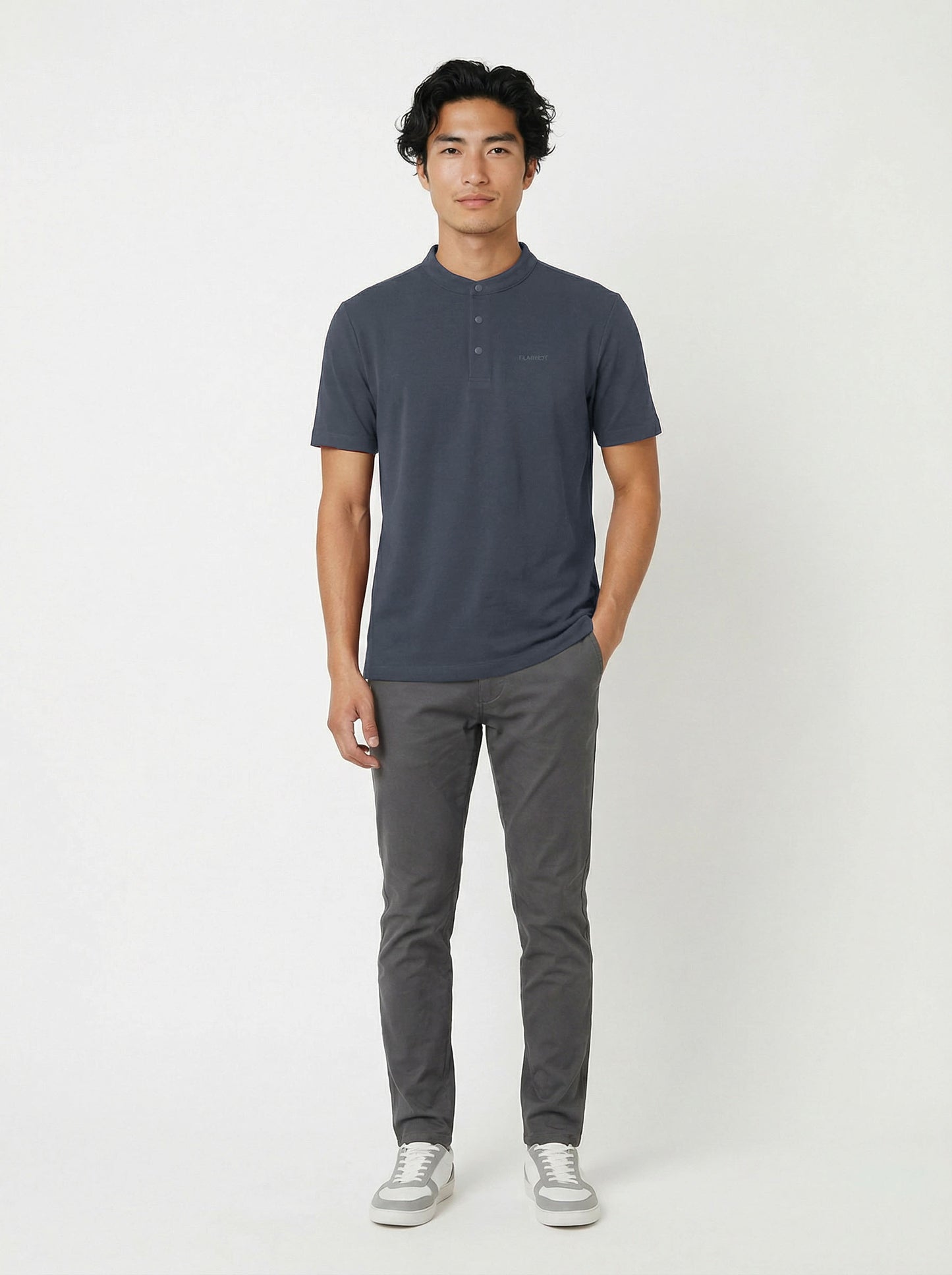 HUMMER MENS STAND COLLAR SHORT SLEEVE POLO T SHIRT [REGULAR FIT] H0050