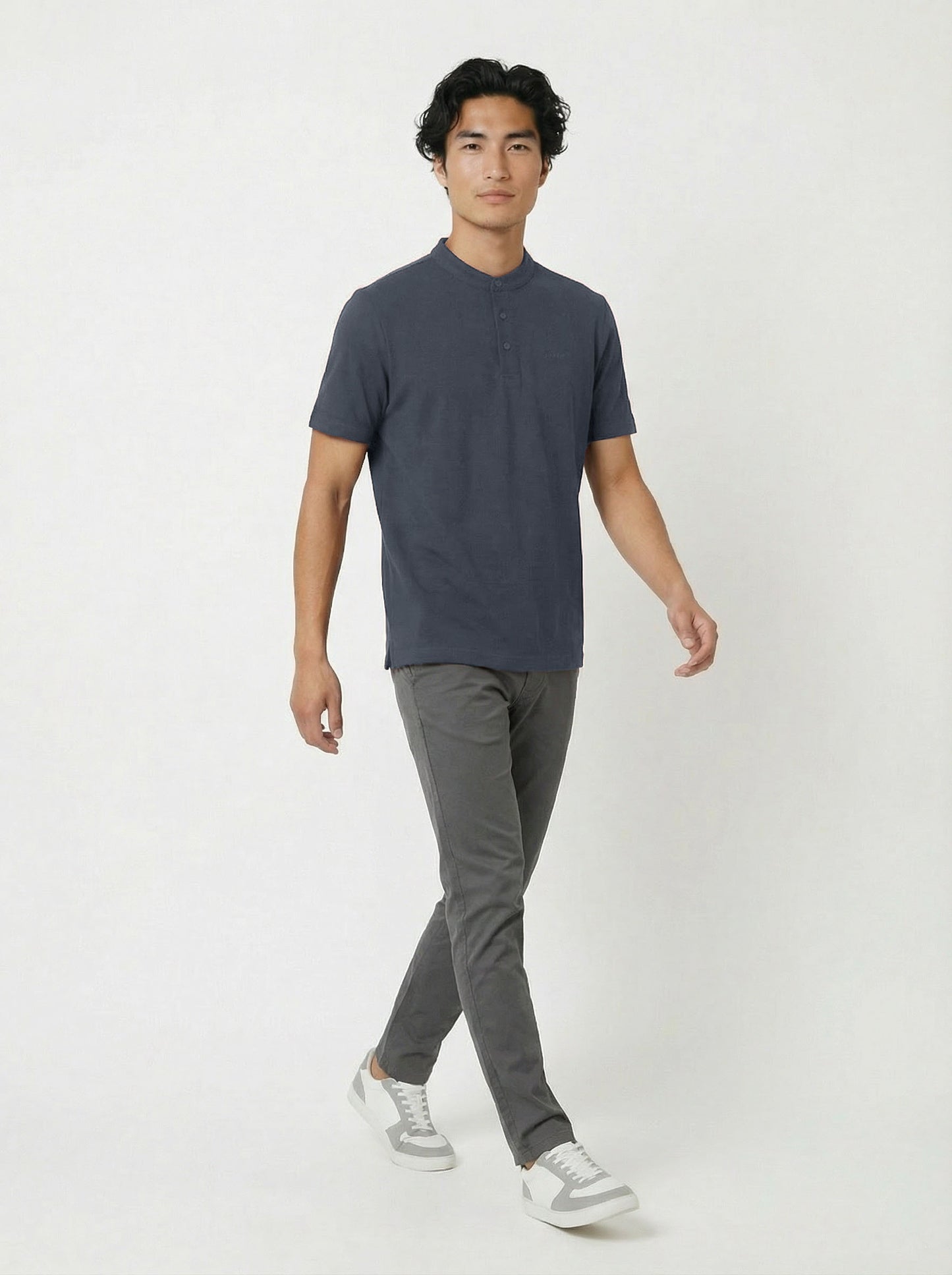 HUMMER MENS STAND COLLAR SHORT SLEEVE POLO T SHIRT [REGULAR FIT] H0050