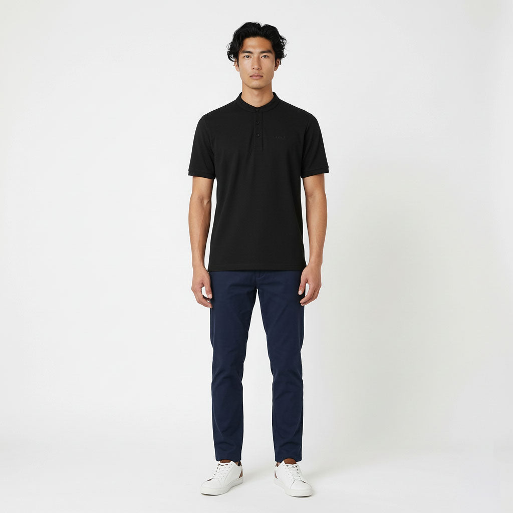 HUMMER MENS STAND COLLAR SHORT SLEEVE POLO T SHIRT [REGULAR FIT] H0050