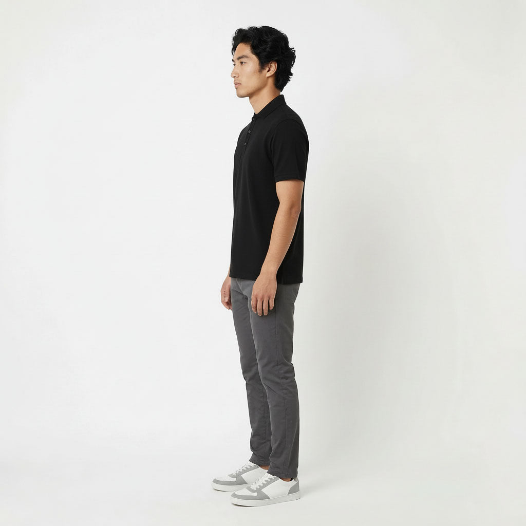 HUMMER MENS STAND COLLAR SHORT SLEEVE POLO T SHIRT [REGULAR FIT] H0050