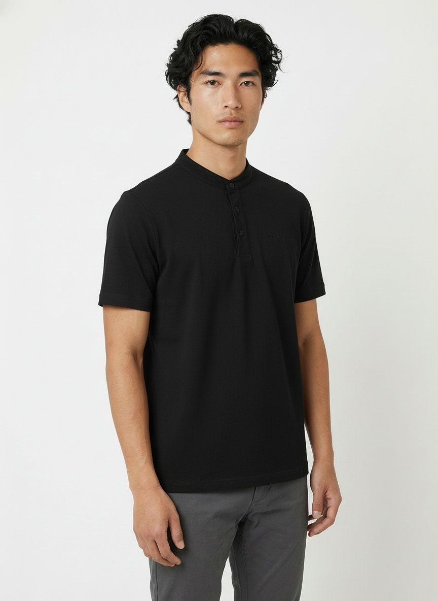 HUMMER MENS STAND COLLAR SHORT SLEEVE POLO T SHIRT [REGULAR FIT] H0050