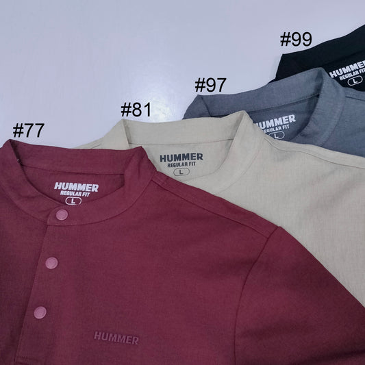 HUMMER MENS STAND COLLAR SHORT SLEEVE POLO T SHIRT [REGULAR FIT] H0050
