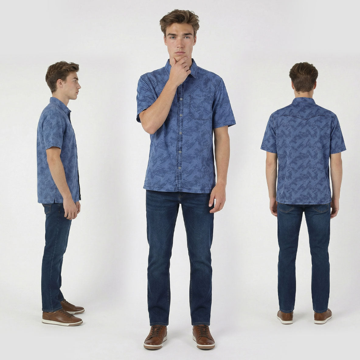 HUMMER MENS JEAN SHORT SLEEVE SHIRT [REGULAR FIT] H0041