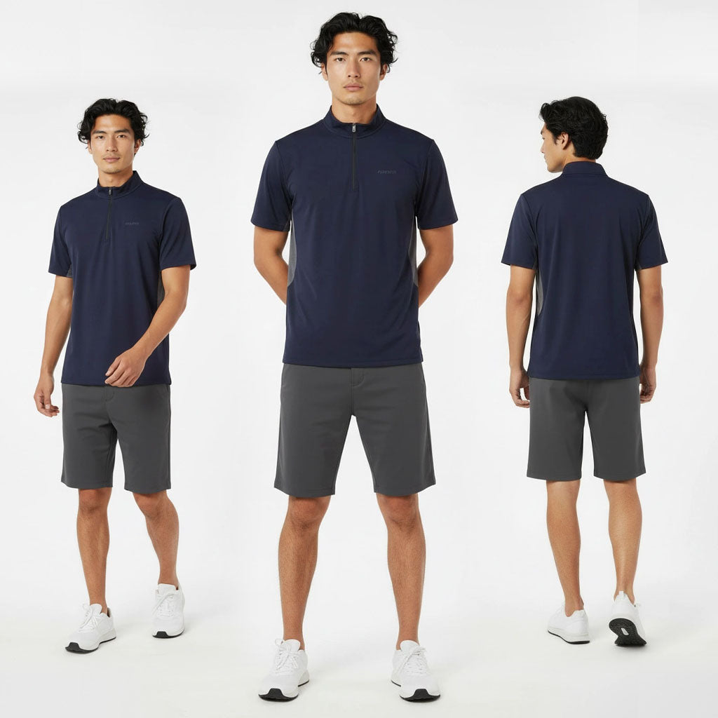 HUMMER MENS SHORT SLEEVE QUARTERZIP T SHIRT [FREE CUT] H0097