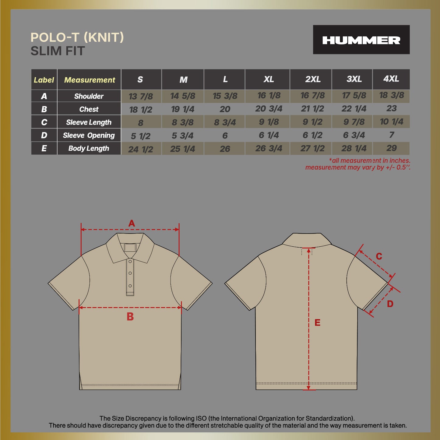 HUMMER MENS SHORT SLEEVE POLOTEE [SLIM FIT] H0126