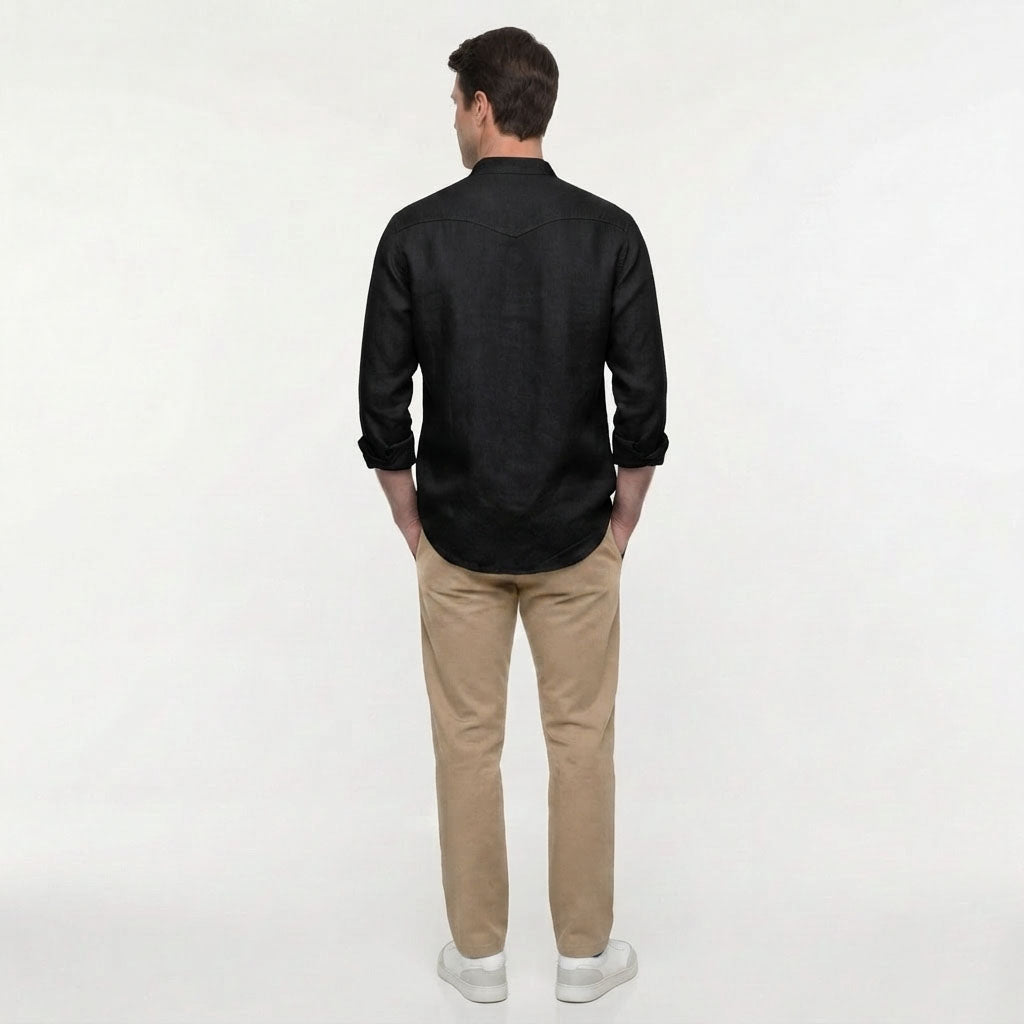 HUMMER MENS STAND COLLAR LONG SLEEVE SHIRT [SMART FIT] H0125