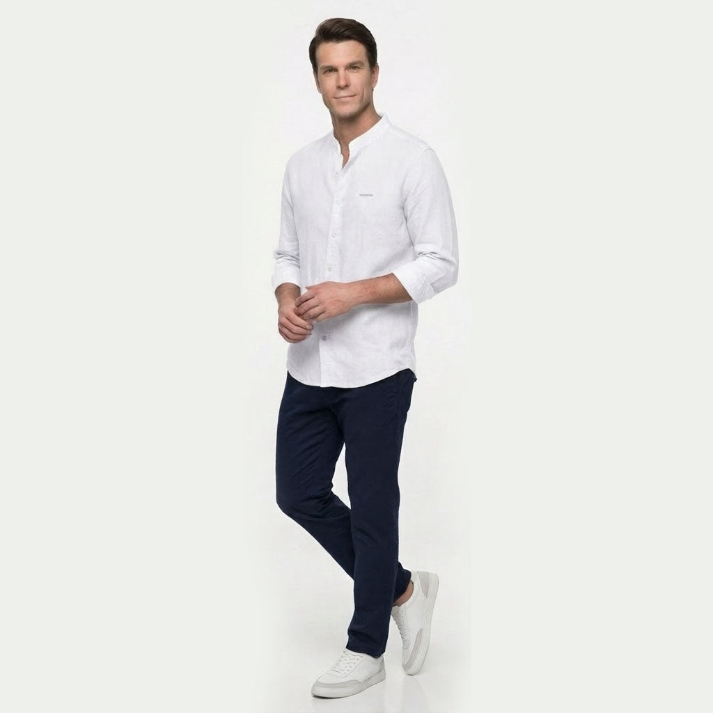 HUMMER MENS STAND COLLAR LONG SLEEVE SHIRT [SMART FIT] H0125