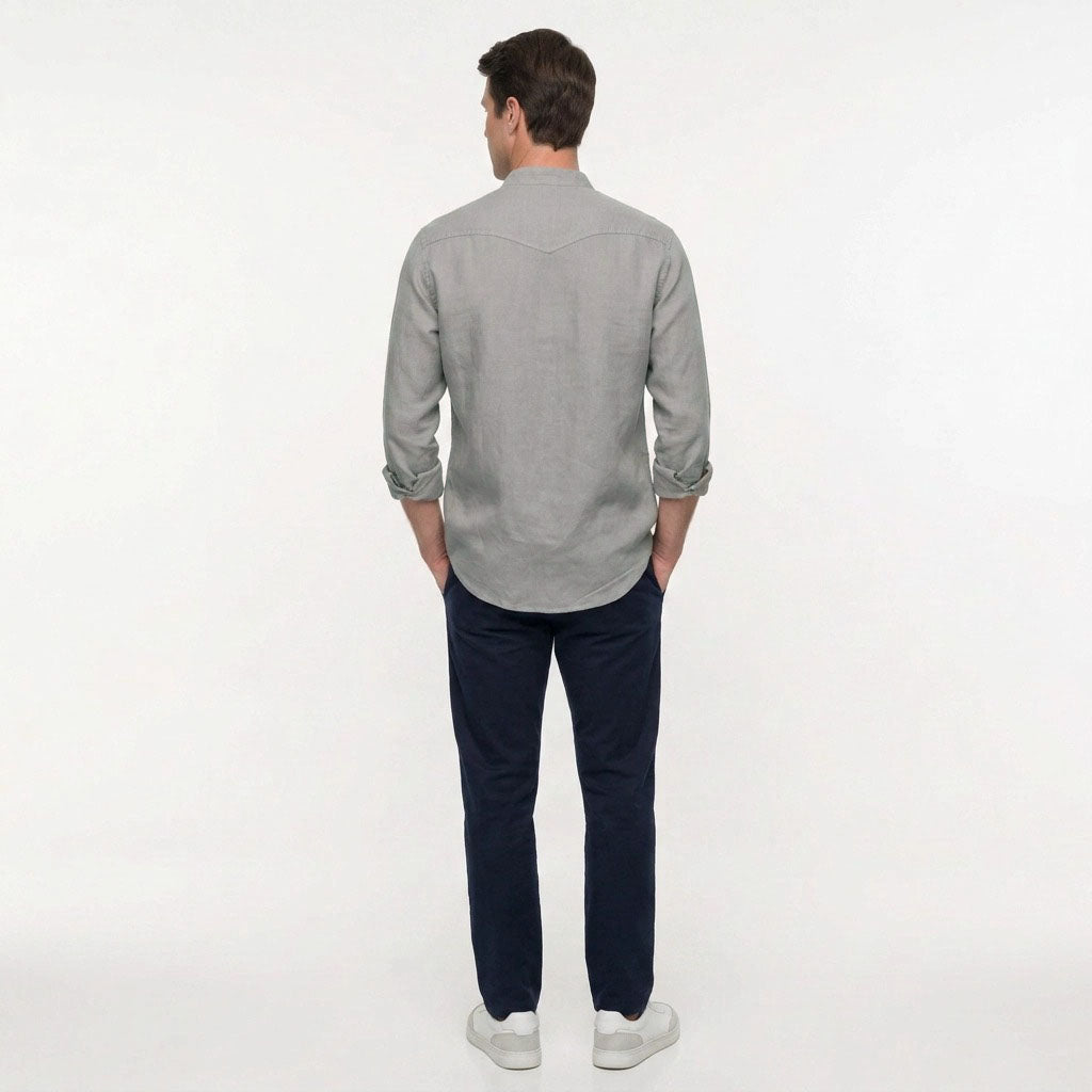 HUMMER MENS STAND COLLAR LONG SLEEVE SHIRT [SMART FIT] H0125